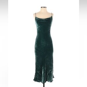 Aritzia Silk Blend Dark Green Velvet Maxi Dress